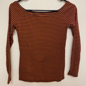 Orange and Navy Striped Shirt